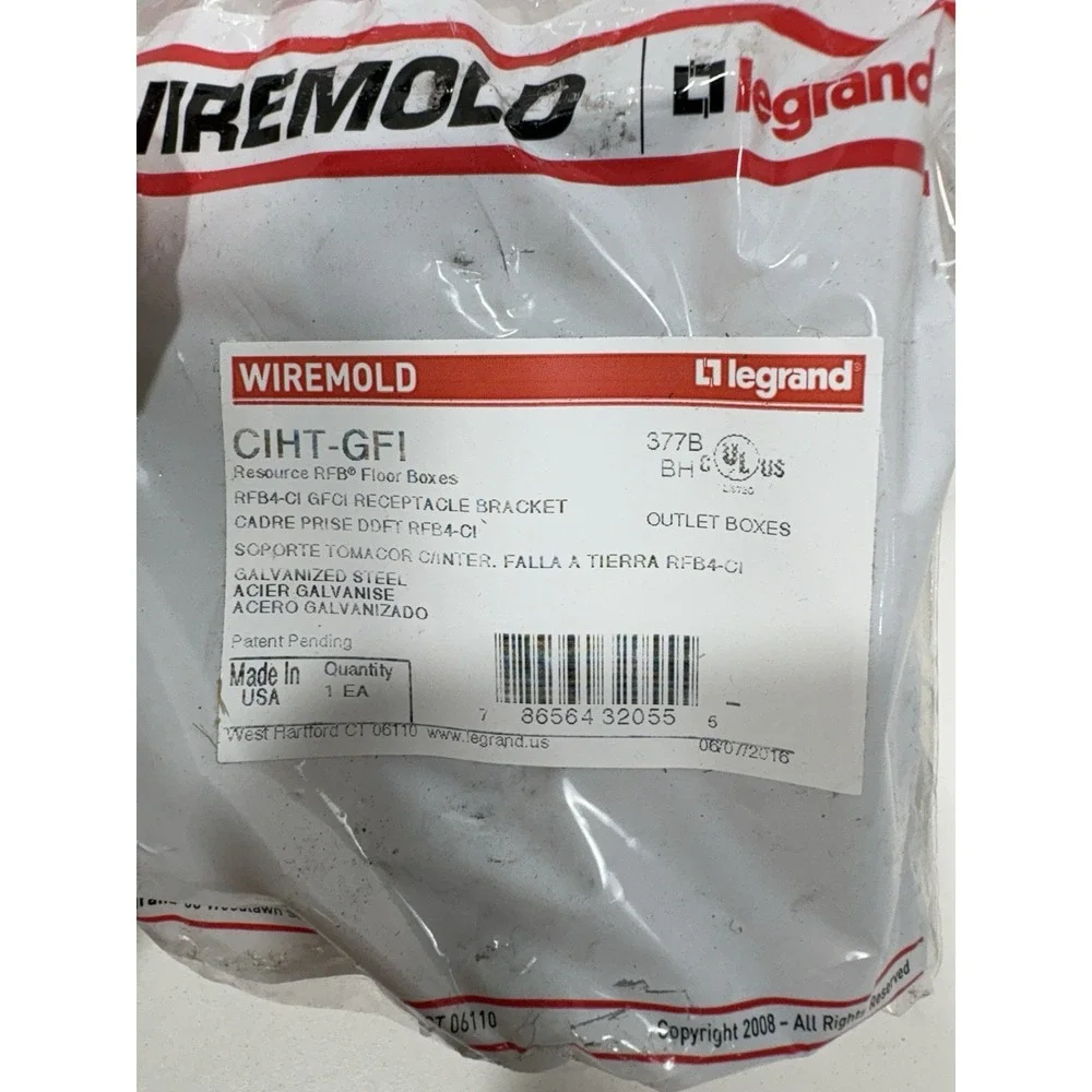 WIREMOLD‎ LEGRAND CIHT-GFI  RECEPTACLE BRACKET New